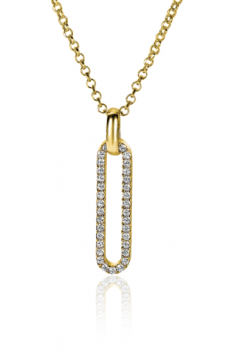 ZINZI zilveren ovale hanger 14K geel verguld witte zirconia's ZIH2231 (zonder collier)