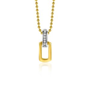 ZINZI gold plated zilveren ovale hanger 16mm met luxe hangoog bezet met witte zirconia's ZIH2297 (zonder collier)