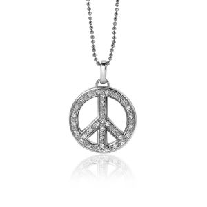 ZINZI zilveren peace hanger 22mm bezet met witte zirconia's ZIH662