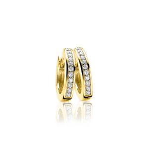 Zinzi zilveren oorringen 14K geel verguld 17 x 3mm witte zirconia's ZIO186Y
