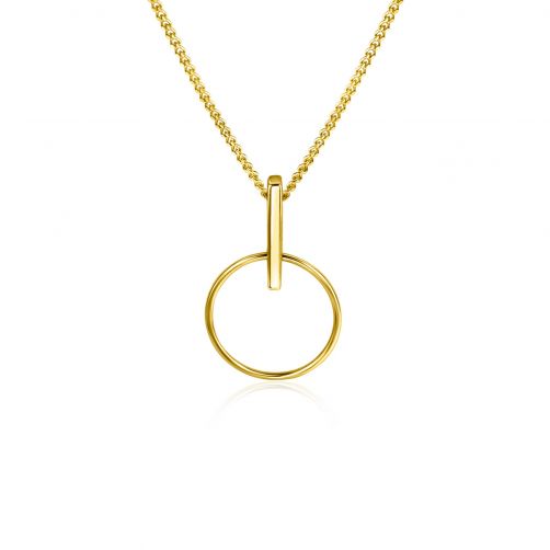 ZINZI Gold 14 krt gouden hanger 18mm met open ronde vorm en trendy als hangoog