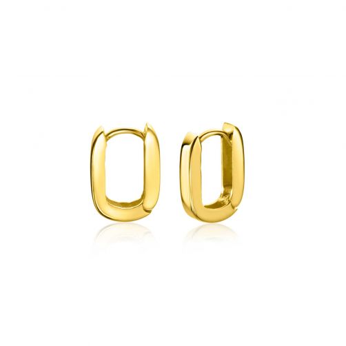 Demonteer Shetland micro 10mm ZINZI Gold 14 krt gouden rechthoekige oorringen met luxe klapsluiting  10mm x 2mm vierkante buis