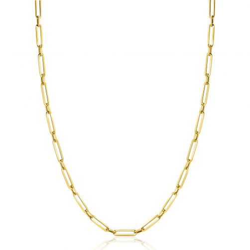 ZINZI Gold 14 krt gouden closed for ever schakelketting met tussenoog (3mm breed) 45cm ZGC470
