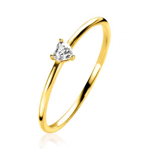 Omtrek Alaska bang ZINZI Gold 14 krt gouden ring bezet met een witte zirconia in  driehoekszetting (3,6mm) ZGR370