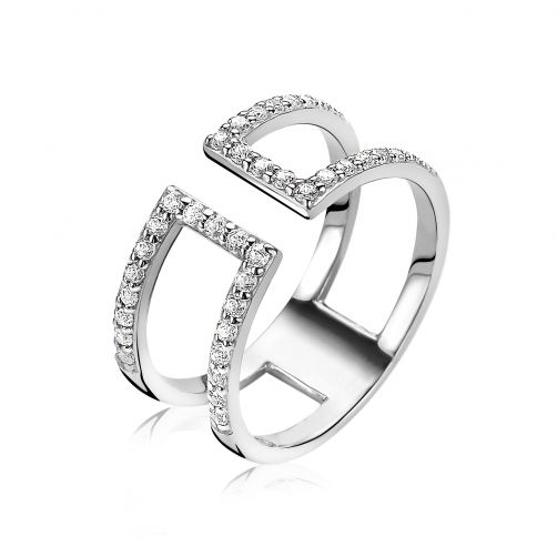 ZINZI zilveren multi-look ring open wit ZIR1478