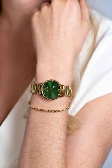 Gouden horloge best sale met groene wijzerplaat