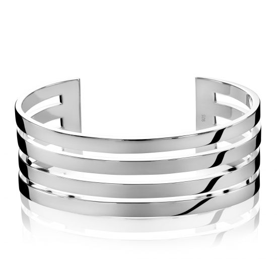 Mart Visser by ZINZI zilveren klem armband breed glad 24mm MVA1