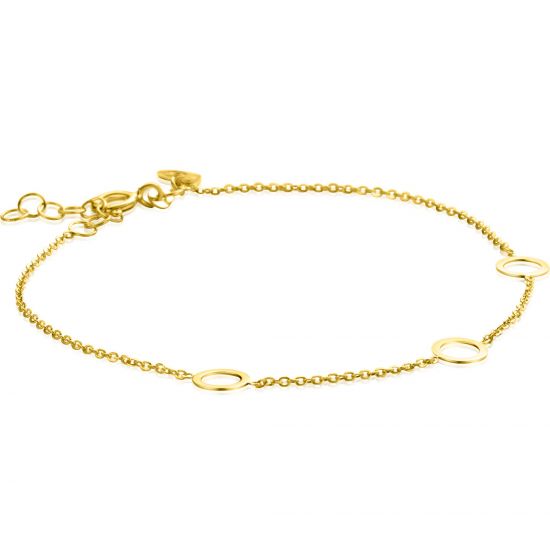 ZINZI Gold 14 krt gouden armband met subtiele jasseron schakels en drie open rondjes 6,5mm breed 18-20cm ZGA445
