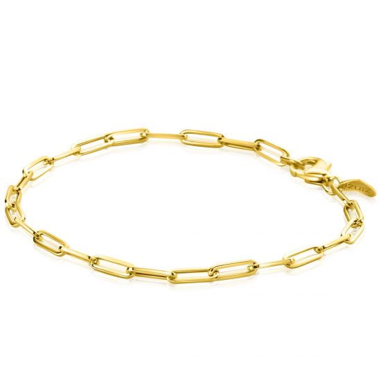 ZINZI Gold 14 krt gouden armband met trendy paperclip/closed for ever schakels 3mm breed, lengte 19cm ZGA346