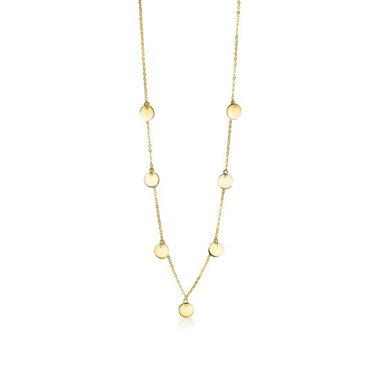 ZINZI Gold 14 karaat gouden collier met 7 rondjes 45cm ZGC167