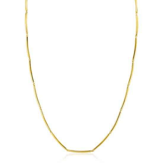 ZINZI Gold 14 krt gouden ketting met langwerpige glanzende staafjes 1,6mm breed 40-43cm ZGC461
