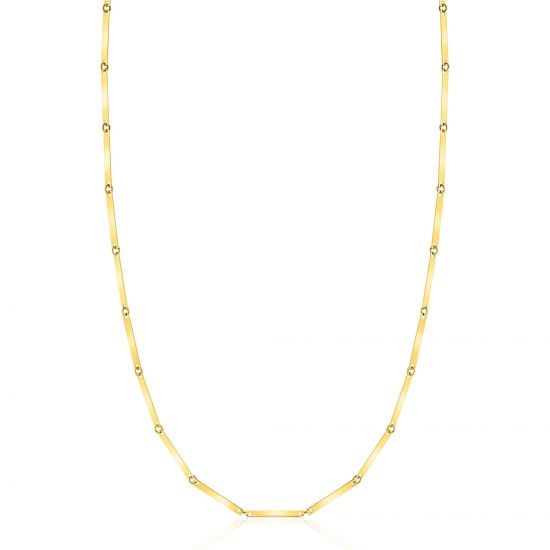 ZINZI Gold 14 krt gouden massieve ketting met langwerpige glanzende staafjes 1,6mm breed 45cm ZGC491
