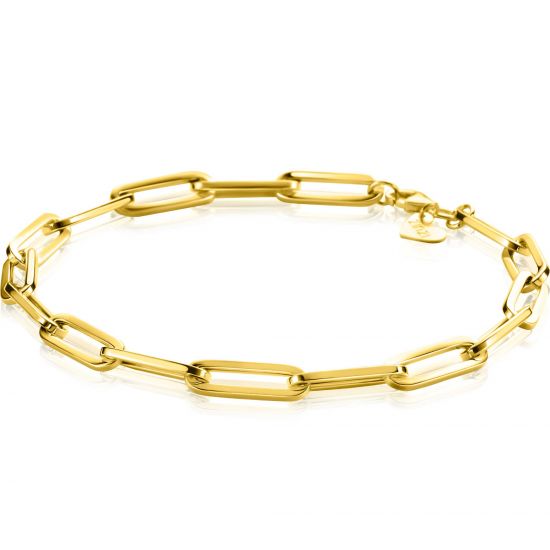 ZINZI Gold 14 krt gouden closed for ever schakelarmband 4,5mm breed 18,5cm ZGA453
