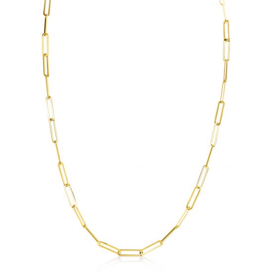 ZINZI Gold 14 krt gouden collier 43cm met trendy paperclip/closed for ever schakels 3mm breed ZGC386