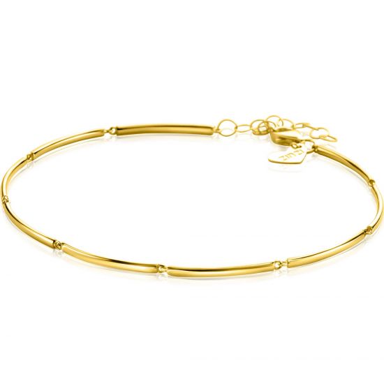 ZINZI Gold 14 krt gouden armband met langwerpige glanzende staafjes 1,6mm breed 16,5-19cm ZGA461
