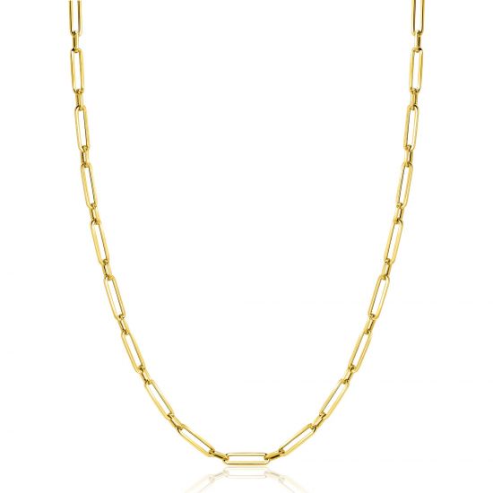 ZINZI Gold 14 krt gouden closed for ever schakelketting met tussenoog (3mm breed) 45cm ZGC470
