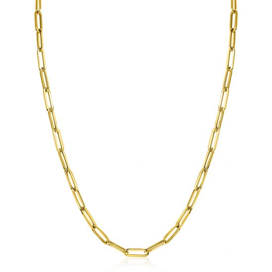 ZINZI Gold 14 krt gouden closed for ever schakelketting 4,5mm breed 43cm ZGC453
