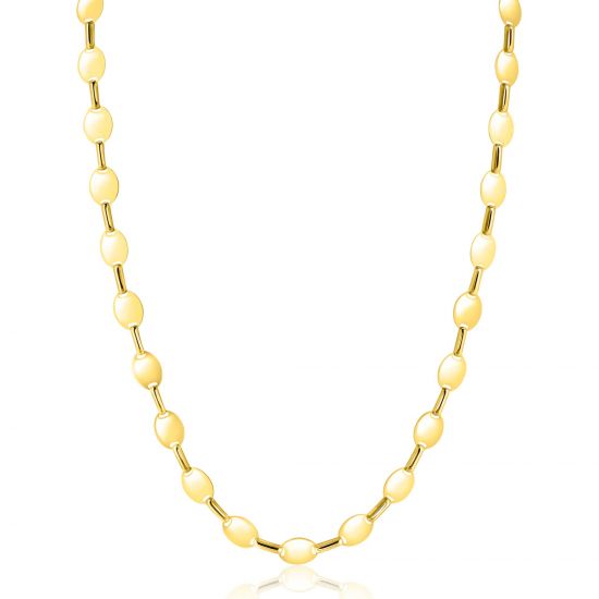 ZINZI Gold 14 karaat gouden massieve schakel-ketting met gladde ovale plaatjes 6mm breed 45cm ZGC496
