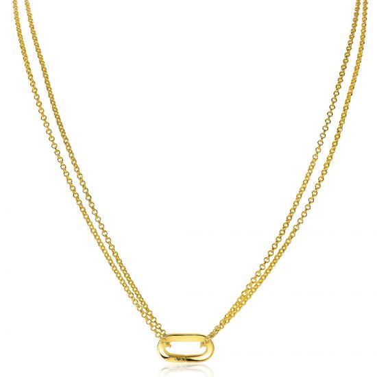 ZINZI zilveren ketting 14K geel verguld 45cm ovale sluitring ZIC2060G