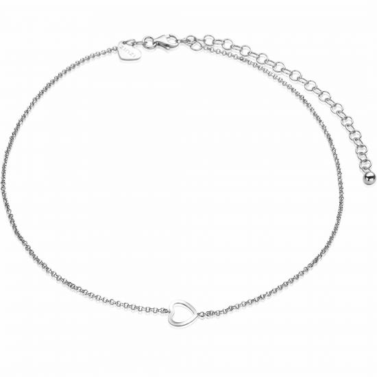 ZINZI zilveren choker 32+10cm hart ZICHOK1459