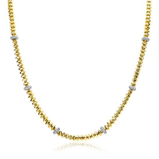 ZINZI gold plated zilveren vierkante schakel ketting 6mm breed afwisselend bezet met witte zirkonia's 45cm ZIC2678Y