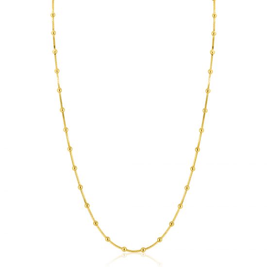 ZINZI gold plated zilveren slangen-ketting met vierkant geslepen schakels en 40 verfijnde glanzende bolletjes (2,5mm breed) 43-45cm ZIC2471G