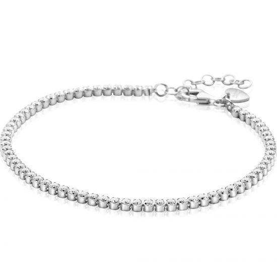 ZINZI zilveren tennis armband 2,5mm breed en bezet met witte zirconia's in ronde kastzettingen 17-20cm ZIA2590