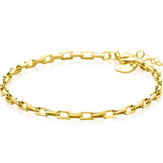 ZINZI gold plated zilveren armband met venetiaanse schakels 3mm 16,5-19,5cm ZIA2587