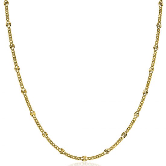 ZINZI zilveren ketting 14K geel verguld 45cm gourmet schakel ZIC2157G