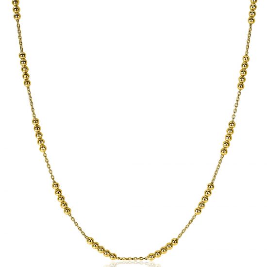 ZINZI zilveren ketting 14K geel verguld bolletjes 45cm ZIC2182G