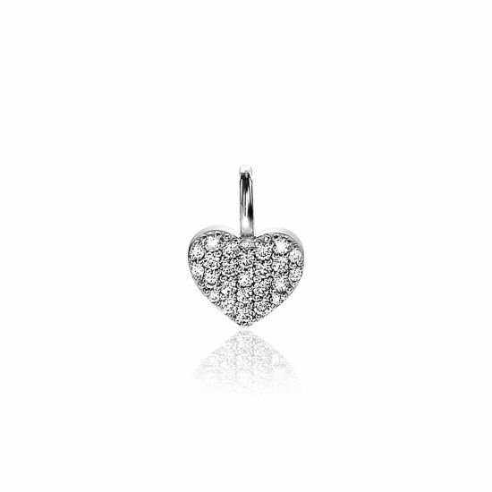 ZINZI zilveren hart hanger 13mm wit ZIH2139 (zonder collier)