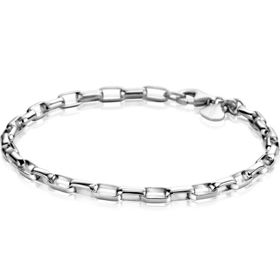 ZINZI zilveren schakelarmband met rechthoekige schakels 3,8mm breed 20cm ZIA2514