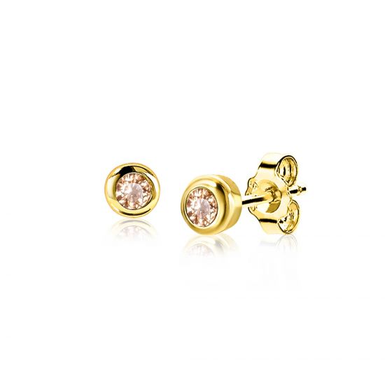 NOVEMBER oorknoppen 4mm gold plated met geboortesteen geel citrien zirconia
