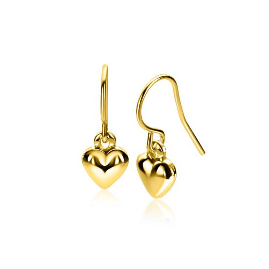 23mm ZINZI gold plated zilveren oorhangers met bol hart ZIO2661