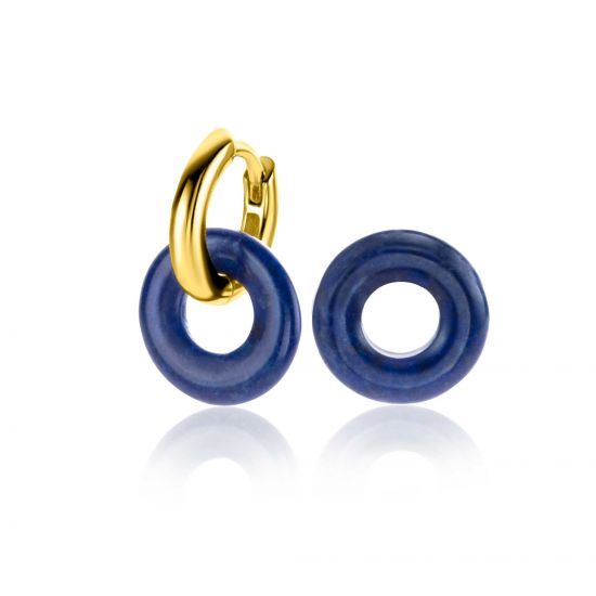 12mm ZINZI oorbedels rond met lapis lazuli edelsteen ZICH2274L (zonder oorringen)