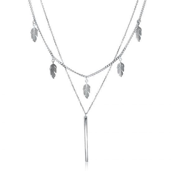 ZINZI zilveren multi-look ketting veertjes staafje 45-50cm ZIC1867