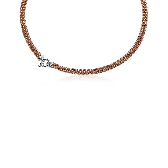 ZINZI zilveren schakelcollier rosé verguld 45cm ZIC1289R