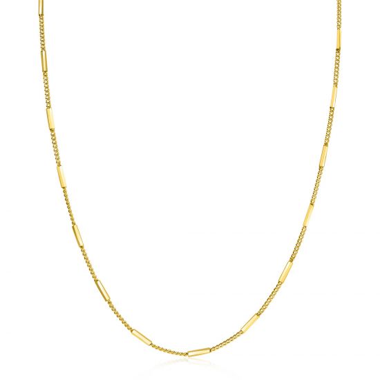 ZINZI gold plated zilveren gourmet ketting 45cm met staafjes 1,6mm breed ZIC2366G