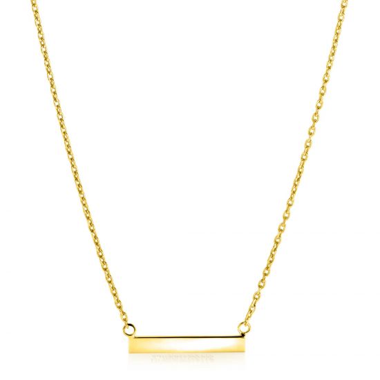 ZINZI gold plated zilveren ketting 45cm met glanzend plaatje om te graveren ZIC2344G