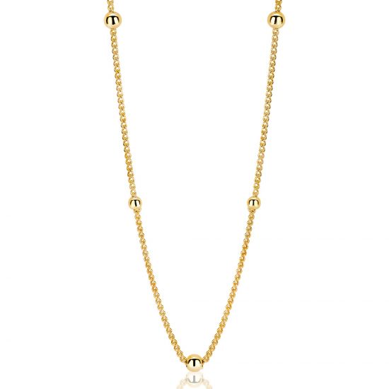 ZINZI zilveren gourmet ketting 14K geelverguld bol 45cm ZIC987G