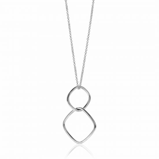 ZINZI zilveren collier 60 cm grote vierkante hangers ZIC2096