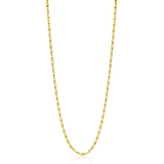 ZINZI gold plated zilveren scroll schakelketting, waarbij de schakels een dubbele krul/kronkeling maken 42-45cm ZIC2479G