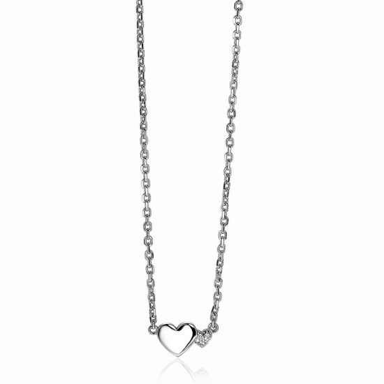 ZINZI zilveren ketting met hartjes zirconia's/zilver 42-45cm ZIC2137