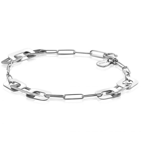 ZINZI zilveren trendy schakelarmband met rechthoekige schakels in diverse breedtes 17-20cm ZIA-BF72