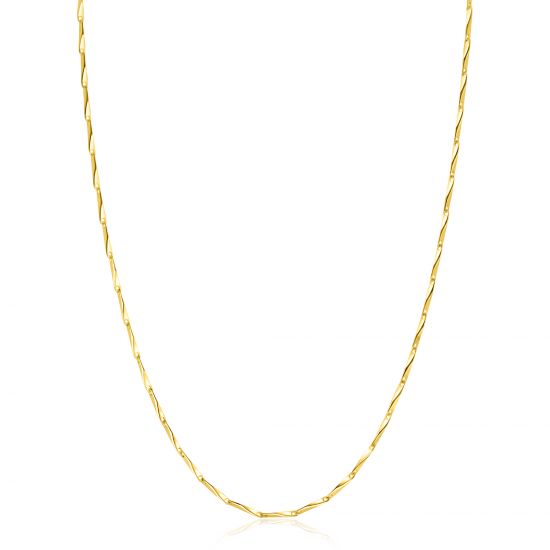 ZINZI gold plated zilveren schakel ketting met glinsterende pijlvormige schakels 1,5mm breed 42-45cm ZIC2414G