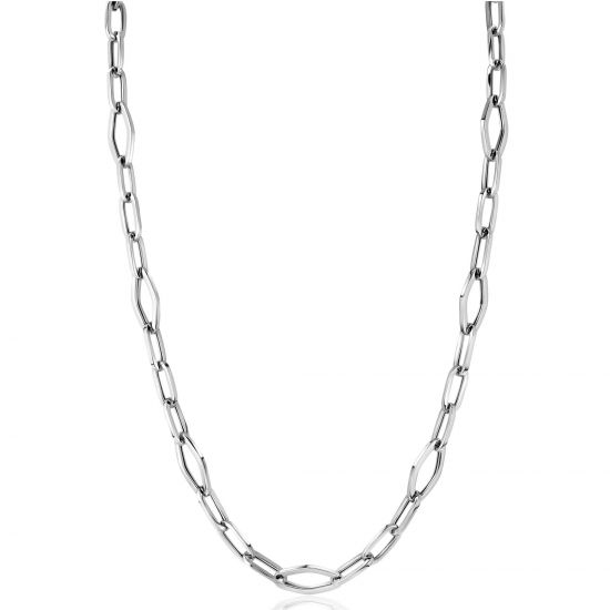 ZINZI zilveren schakelketting met ovale schakels van 11mm lang en ruitvormen 45cm ZIC-BF65