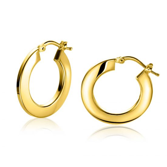 22mm ZINZI gold plated zilveren oorringen met trendy gladde buis 22x2mm ZIO-BF74G