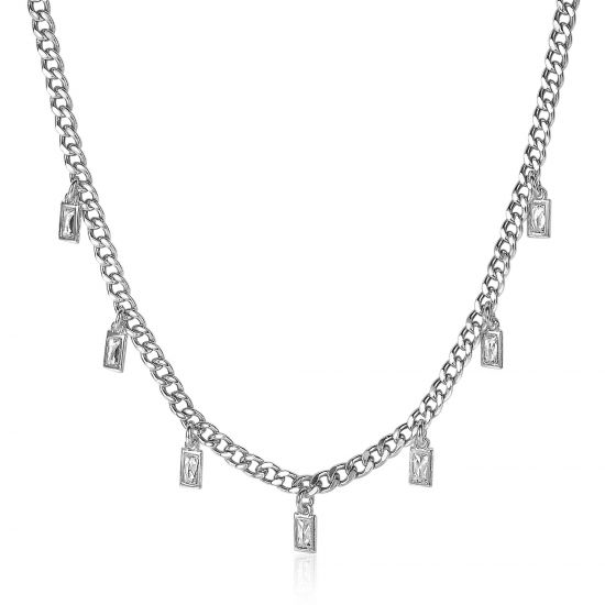 ZINZI zilveren gourmet collier met baguette zirconia's 40-45cm ZIC2104