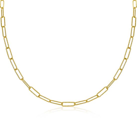 ZINZI zilveren ketting 45cm in 14K geel verguld met trendy paperclip schakels van 3,4mm breed ZIC1992G