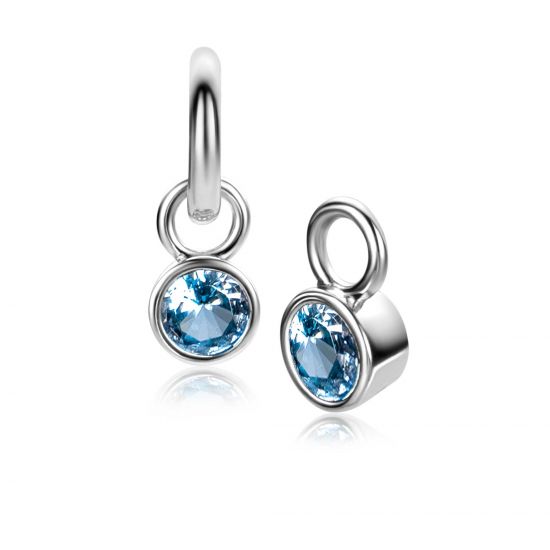 DECEMBER oorbedels zilver met geboortesteen blauw topaas zirconia (excl. oorringen)
